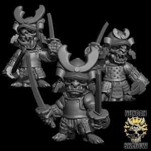 Goblin Samurai with Swords 3D Printed Resin Miniature | Tabletop Role Playin | Dungeons and Dragons | Pathfinder Miniatures | Wargame
