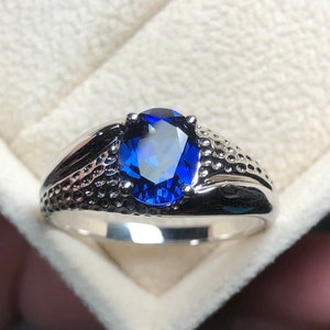 Sapphire Thea // Sapphire Men&#39;s Oval Solitaire | Antique Style Men&#39;s Ring | Men&#39;s Ring | Sapphire Engagement Ring