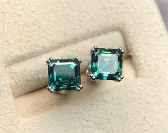 Paris // Asscher-slipade moissanitörhängen i 18 karat vitguld med fyllning