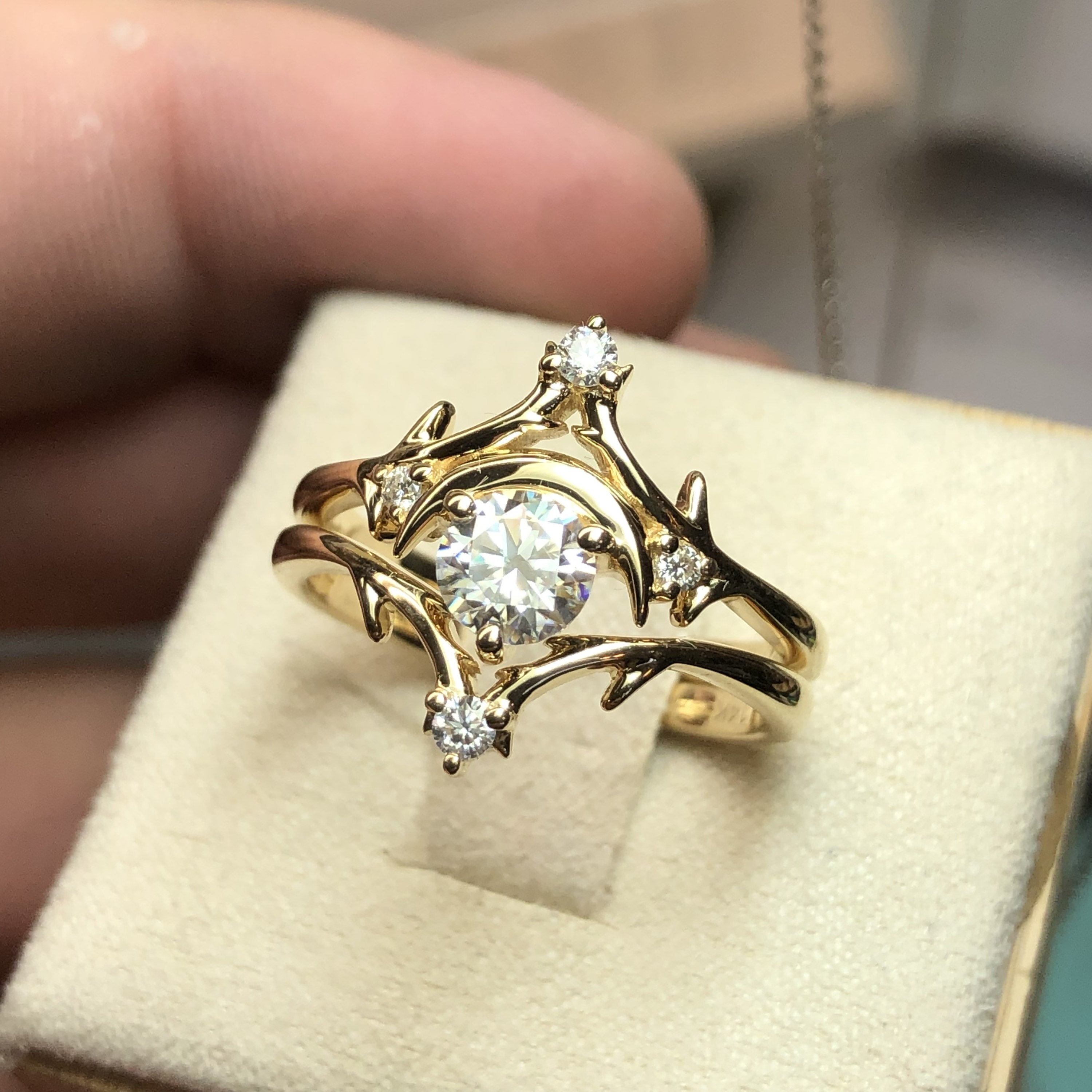 Fairy Moon V.2 // Moissanite Ring | Twig Branch Ring | Witchy 