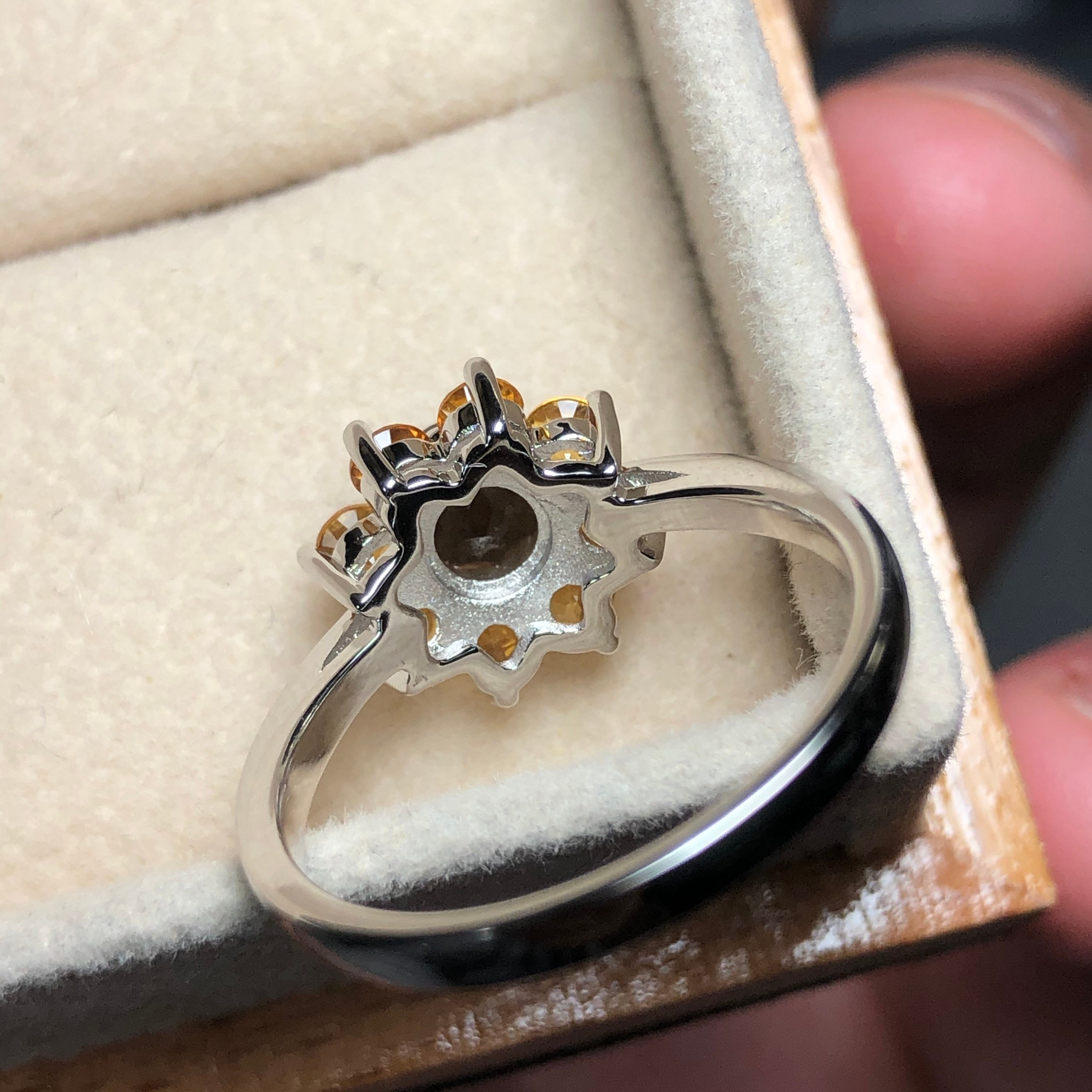 Hazy daydream sapphire sunflower ring new arrivals