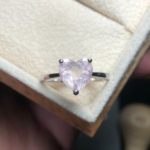 Rose Quartz Sweetheart Rose Quartz Heart Cut Solitaire Ring