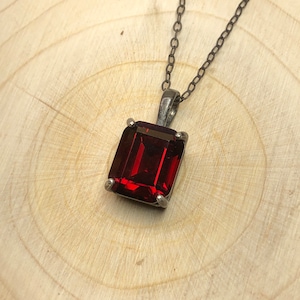 Maude // Garnet Pendant | Oxidized Sterling Silver Necklace | Sterling Silver Garnet | Black Silver Jewelry