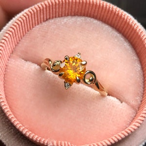 Adeline // Round Garnet Ring | Orange Garnet Ring | Modern Garnet Ring | 14kt Garnet | Spessartine Garnet Jewelry | Unique Engagement Ring