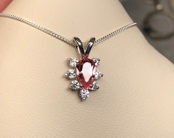 Eulalia // Colgante Halo Corte Pera / Colgante para Ella / Colgante Corte Pera Zafiro / Collar Zafiro / Collar Plata de Ley