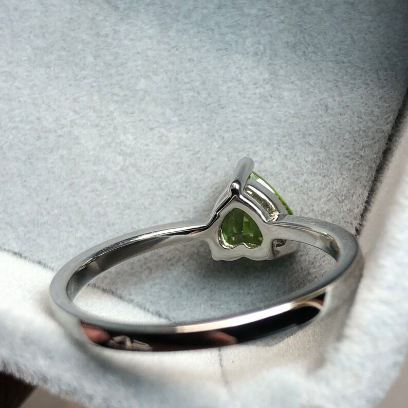 Peridot Engagement Ring Modern Peridot Solitaire Peridot Sweetheart Peridot Heart Cut Solitaire Ring Heart Solitaire