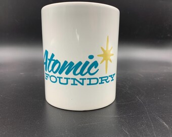 White Atomic Starburst Coffee Mug Midcentury Design