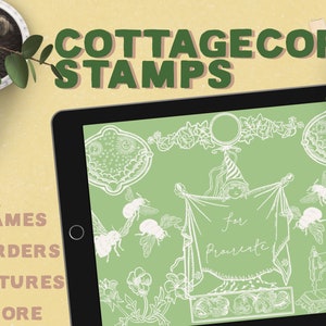 20 Cottagecore Vintage Briefmarken für Procreate