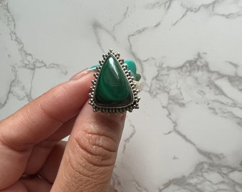 Anillo Malaquita - Anillo Cristal Plata 925