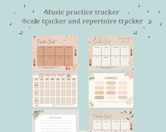 Music practice tracker scale tracker repertoire list piano lesson music lesson music worksheet piano teachers music practice journal