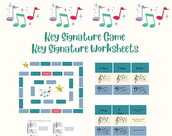 Music game. Piano game. Key signature game. Music worksheets. Music flashcards. Music education. Piano lessons music theory game homeschool