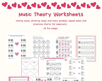 Valentine's Day Music worksheets music printable music theory worksheets Valentine's Day piano worksheets