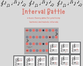 Interval Battle music theory game piano game piano lessons music lessons piano activity music printable homeschool music education piano