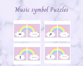 Music Symbol Puzzles music flashcards piano lesson music lesson group piano game group music game music activity piano teacher music theory