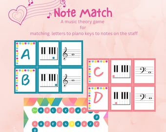 Music Note Match music education music theory game group piano lessons piano activity homeschool music music flashcards music lessons