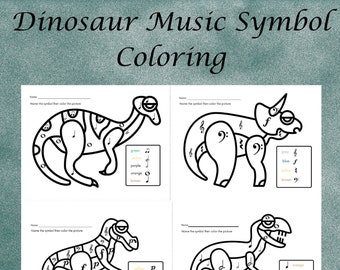 Dinosaur Music Symbol piano worksheets music worksheets piano lesson activity homeschool lesson music education music theory worksheets