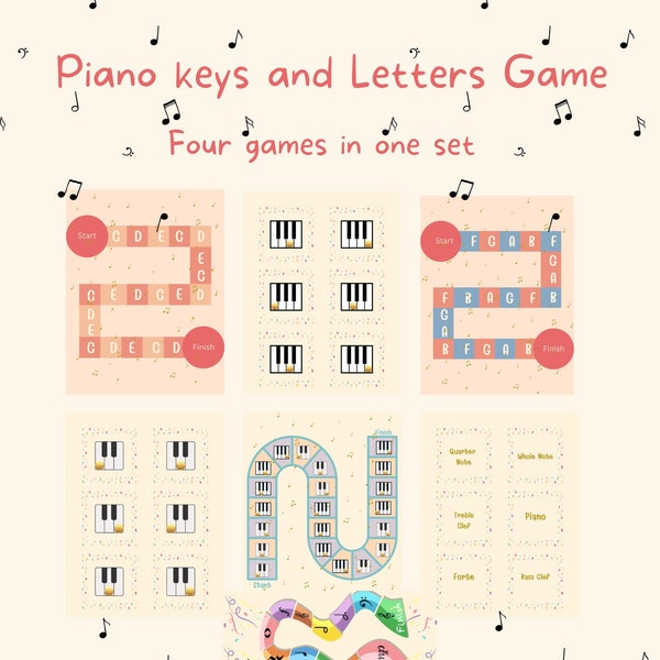 Piano Keys and Letters Piano Game music game music theory game homeschool music education piano teachers music activity homeschool music