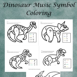 Dinosaur Music Symbol piano worksheets music worksheets piano lesson activity homeschool lesson music education music theory worksheets image 1