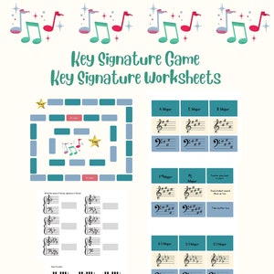 Music game. Piano game. Key signature game. Music worksheets. Music flashcards. Music education. Piano lessons music theory game homeschool