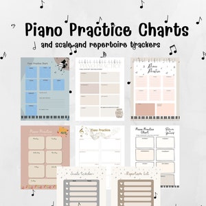 Piano Practice Charts Weekly piano lessons music lessons practice tracker scale tracker piano assignment sheets music education piano lesson