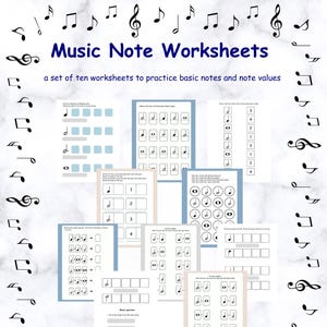 Music Note Worksheets Music theory worksheets music printable music homework music classwork piano lesson worksheet music education