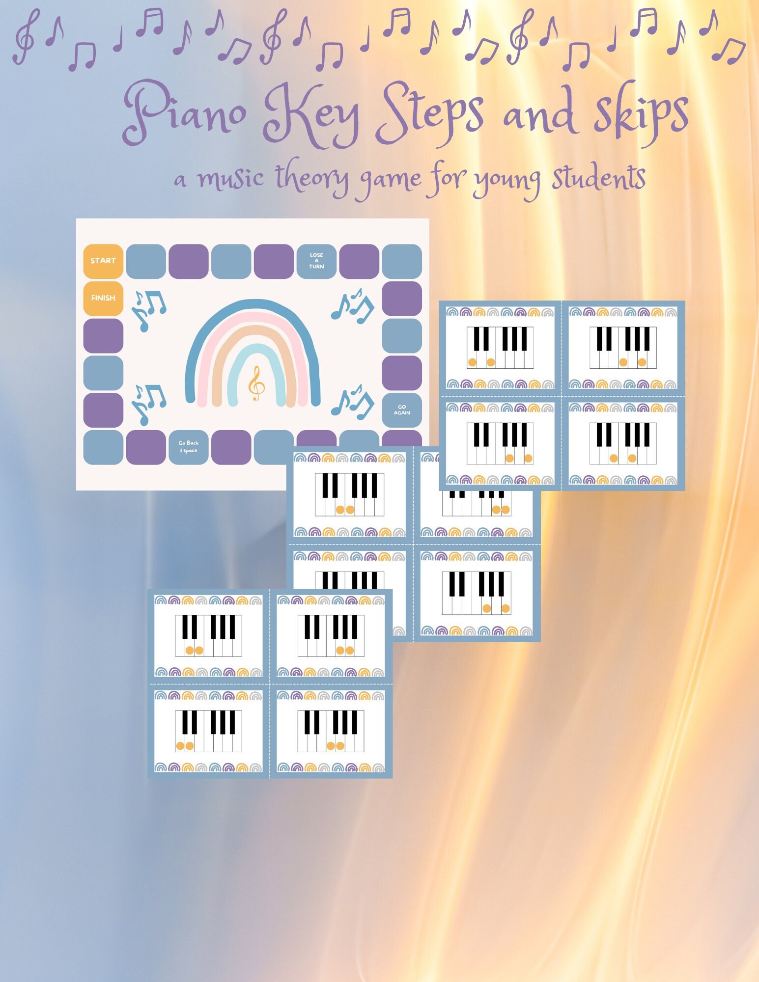 Piano Key Steps and Skips music theory game group lessons piano lesson activity group piano lesson homeschool music kindergarten piano class