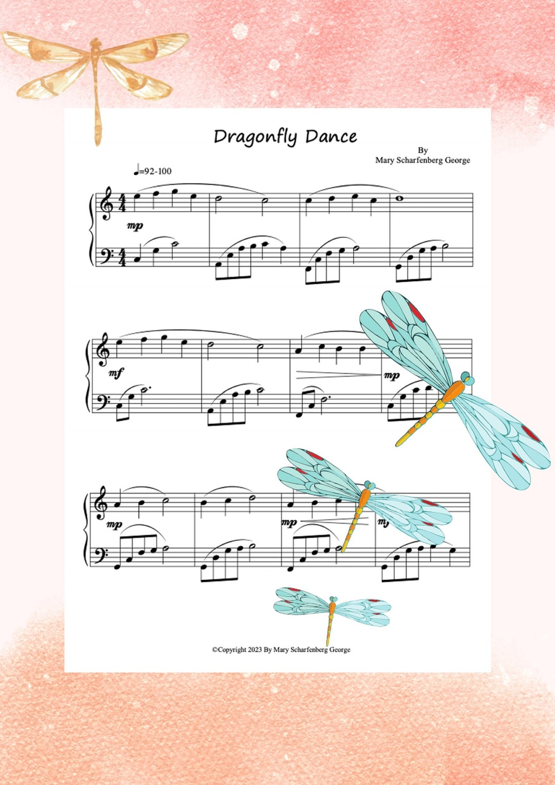 Dragonfly Dance Piano Solo Piano Sheet Music Piano Lesson Piano Recital