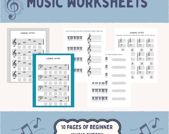 Music Note Naming Worksheets: Treble & Bass Clef Reading Piano Key Identification(Digital Download)