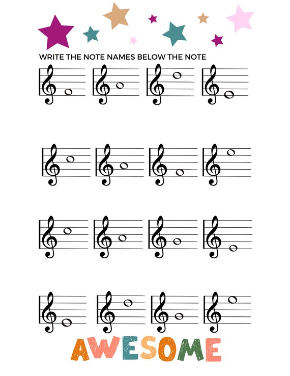 Learning Music Notes Worksheets