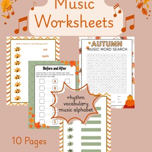 Fall Music Worksheets Piano Worksheets Music Lesson worksheets Music Printable Homeschool Music Piano lessons Piano activity Music Classwork