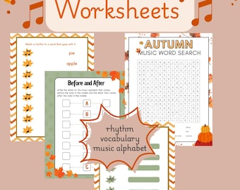 Fall Music Worksheets Piano Worksheets Music Lesson worksheets Music Printable Homeschool Music Piano lessons Piano activity Music Classwork