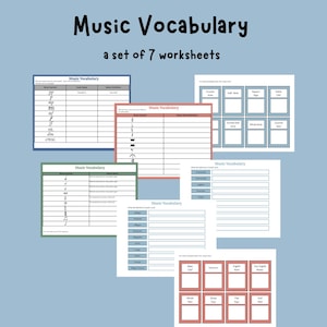 Music Worksheets Music Education Music printable homeschool music lesson music theory worksheets piano lesson music vocabulary worksheets
