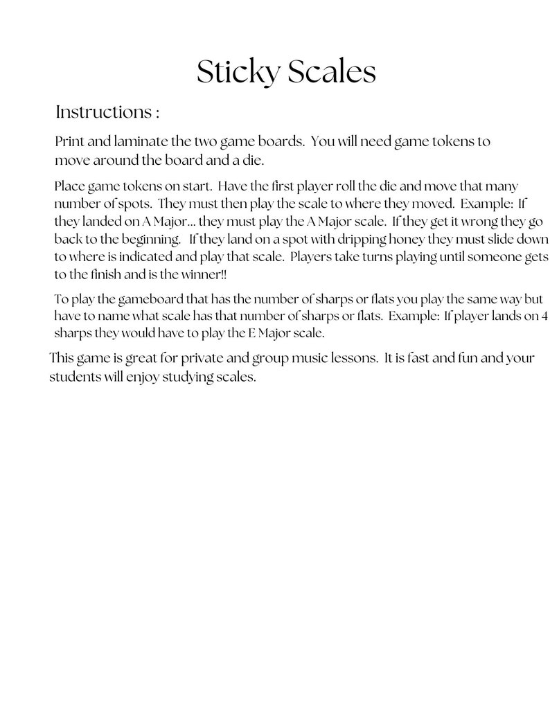 Piano Game Sticky Scales Music Lessons Piano Lessons Group Piano Game ...