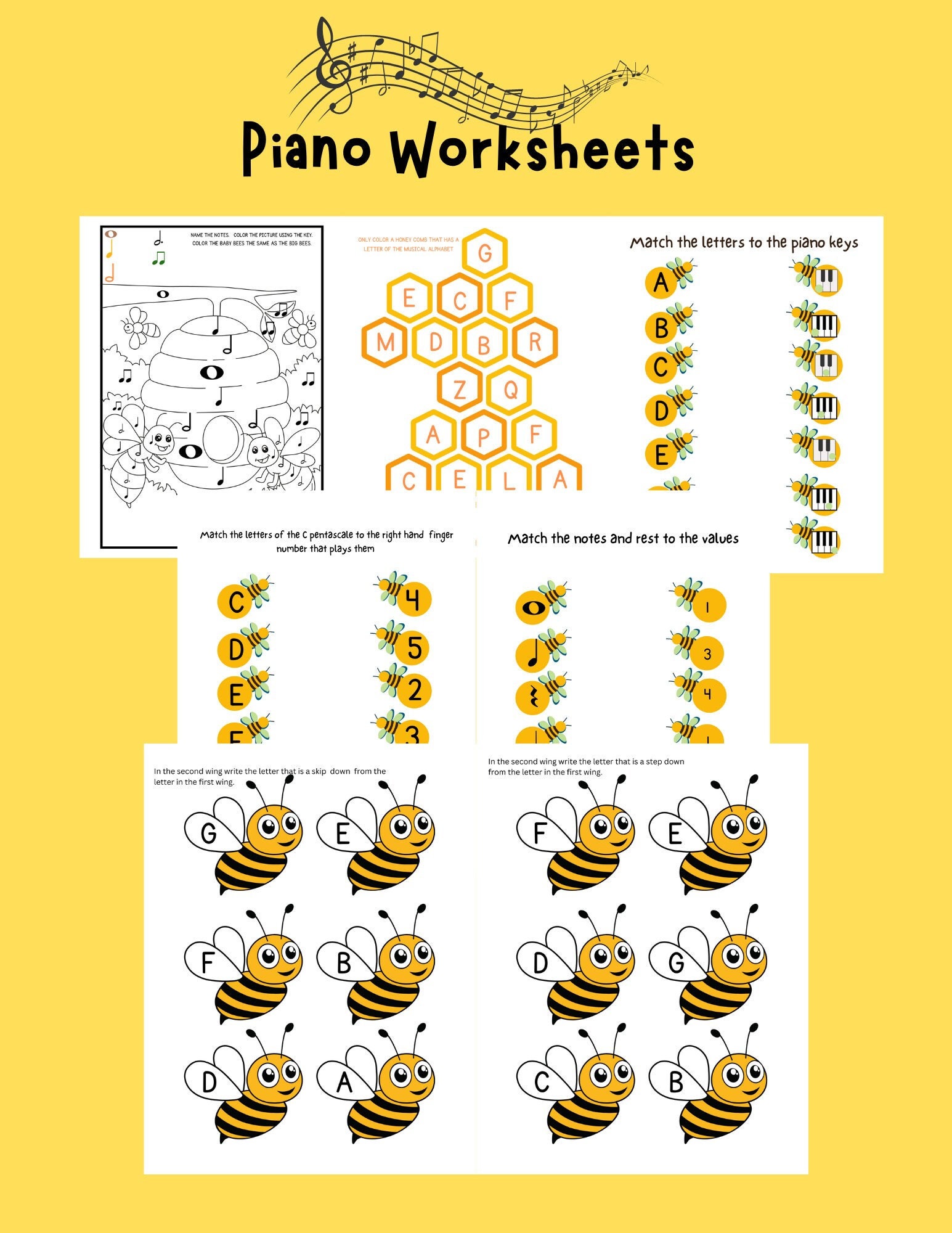 Piano Worksheets Beginning Piano Music Theory Worksheets Piano Lessons ...