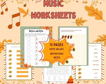 Fall Music Worksheets Piano Theory Beginner music worksheets Beginner Piano Lessons Printable