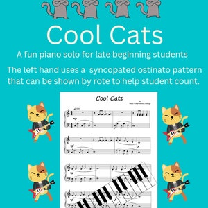Cool Cats piano solo for kids piano sheet music easy piano solo piano lessons easy piano sheet music beginning piano solo easy piano music