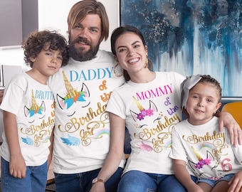 Unicorn Birthday Family Matching Shirts, Personalized Unicorn Birthday Shirt, Birthday Girl Outfit, Matching Family Birthday Shirts, Unicorn