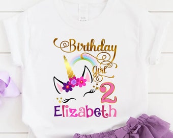 Personalized Unicorn Birthday Girl Shirt: Matching Family Shirts