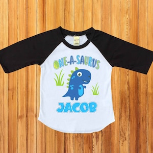 Dinosaur birthday shirt, dinosaur personalized birthday shirt, dino birthday , ONE-A-SAURUS, dinosaur party, dinosaur boy shirt, baby H251