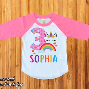 Third Birthday unicorn shirt,Rainbow birthday shirt,Personalized unicorn shirt,Custom birthday unicorn shirt,birthday girl,1st birthday,H69