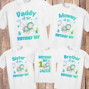 Sea turtle birthday shirt, turtle birthday shirt, under the sea birthday, 1st birthday Birthday Outfit, under the sea family shirts, H301