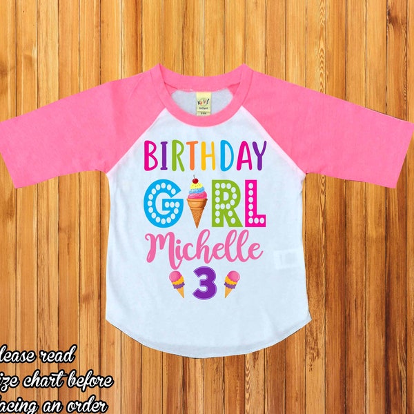 Ice cream birthday shirt,ice cream birthday girl shirt,birthday girl shirt,ice cream birthday party,birthday outfit,birthday party,/H-100