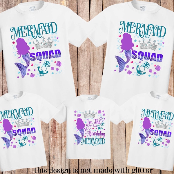 Mermaid birthday shirt, Mermaid Birthday Outfit, Mermaid squad shirt, Little Mermaid 1st Birthday Outfit, mermaid family shirts, H222