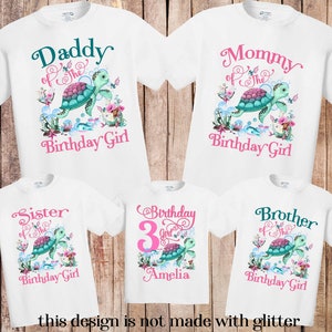 Sea turtle birthday shirt, turtle birthday shirt, under the sea birthday theme, 1st birthday Birthday Outfit, mermaid family shirts, H240