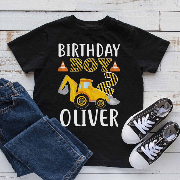 Construction Birthday Shirt, Construction Birthday Party, Personalized Construction Shirt, Birthday Boy Shirt, yellow truck Boy Shirt, H229