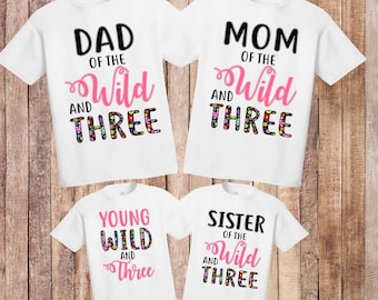Wild and three birthday shirt,Third Birthday Shirt,3rd Birthday Girl Shirt,Wild & Three Shirt, Wild and 3 Shirt, third Birthday outfit/H-108