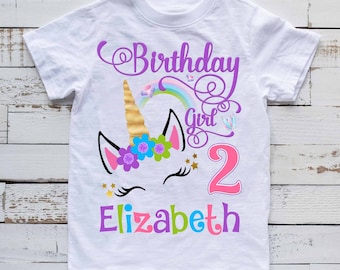 Personalized Unicorn Birthday Girl Shirt