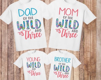 Wild and three birthday shirt,Third Birthday Shirt,3rd Birthday Girl Shirt,Wild & Three Shirt, Wild and 3 Shirt,third Birthday outfit/H-113a
