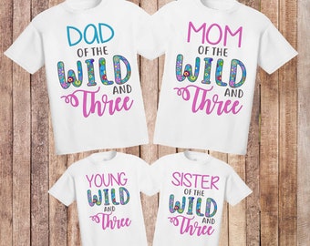 Wild and three birthday shirt,Third Birthday Shirt,3rd Birthday Girl Shirt,Wild & Three Shirt,Wild and 3 Shirt,third Birthday outfit/H113b