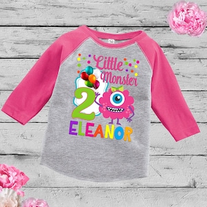 Little Monster Birthday Shirt,Personalized Monster Raglan Shirt,monster first Birthday shirt,personalized little monster birthday shirt,H-6